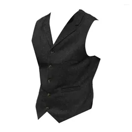 Men's Vests Sleeveless Vest Jacket Formal Business Style Single-breasted Solid Color For Groom Wedding Banquet Slim