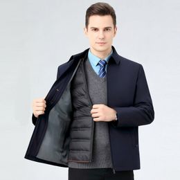 Men's down jacket, thickened business lapel, duck down, middle-aged man's dad's warm jacket, men's