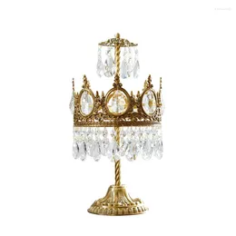 Table Lamps Mid-age Style Retro Brass Crystal European French Crown Bedroom Bedside Living Room Secret Lying Desk Light Fixtures