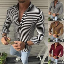 Men's Casual Shirts 2024 European And American Spring Autumn Fashion Striped Long Sleeved Shirt