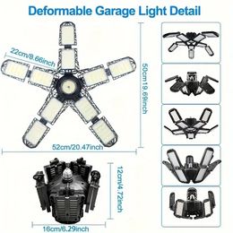 1pc Garage Light, 18000 Lumens, 180W 6500K, Garage Lights With 10 Adjustable Panels, E26/E27 Ceiling Bulb Shop Work Lamp For Workshop Warehouse