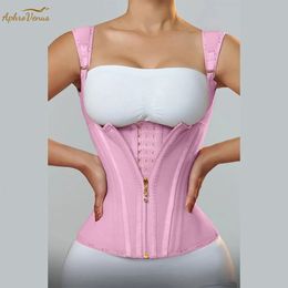 Fajas Colombianas Women Double Compression Waist Trainer Corset with Bone Adjustable Zipper and Hook-eyes Flat Belly Body Shaper 240109