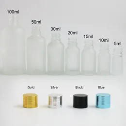 Storage Bottles 200 X Frost Glass Essential Oil Containers Packaging With Reducer Aluminum Lids 100ml 50ml 30ml 20ml 15ml 10ml 5ml
