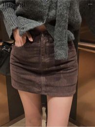 Skirts Corduroy Autumn Winter Mini A-Line Skirt Women High Waist Fashion Vintage Ladies Casual Korean Loose Woman 2024