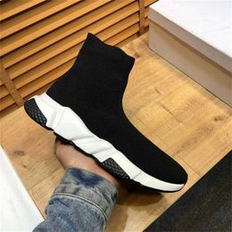 2021 Casual Sock Shoes Oversized Comfort Sole Mens Womens Trainers Hommes Leather Black Glitter Knitted Chaussures Triple Espadrilles