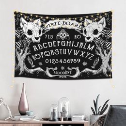 The Skull Spirit Ouija Board Black tapestry puts you in a mysterious energy space
