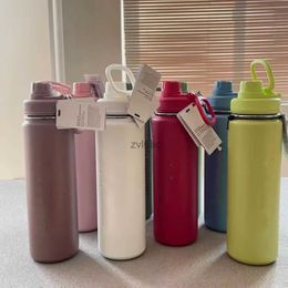 water bottle 710ml Lulu Insulated Water Cup Sports Bottle Water Bottles Stainless Steel Pure Titanium Vacuum Portable Leakproof Outdoor Cup YQ240110