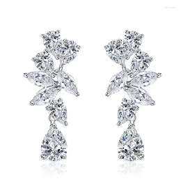 Stud Earrings 2024 925 Silver High Carbon Diamond Droplets 6 8mm White For Women In Europe And America