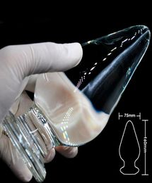 75mm large size pyrex glass anal butt plug huge crystal dildo big bead penis Adult female masturbation Sex toy for women men gay C4283784