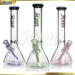 Hittn Glass Bong Beaker Bong Heavy 9mm Thick Glass Water Bong with Colourful 14mm Bowl Downstem Smoking Accessories Ice Catcher 13.5 Inches