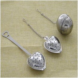 Coffee Tea Tools 3 Style Spoon Heart Infuser Heart-Shaped Stainless Herbal Filter 304 Steel Strainer Drop Delivery Home Garden Kit Dhoc6