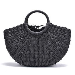 Totes 2023 novo saco artesanal feminino pompom praia tecelagem senhoras papel str envolto lua em forma de catlin_fashion_bags