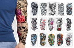 Armmanschette Tattoo Skizze Löwe Tiger Wasserdicht Temporäre Tätowierung Aufkleber Wild Fierce Animal Men Full Bird Totem Tattoo 48cmx17cm6416402