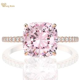 Wong Rain 100% 925 Sterling Silver Created Sapphire Gemstone Wedding Engagement Rose Gold Ring Fine Jewellery Wholesale 240109