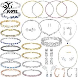 Sets Original 2024 With Logo Tennis Necklace Fine Jewellery Set Collection Crystal Earrings Bracelet Romance Gift Accessories For Women
