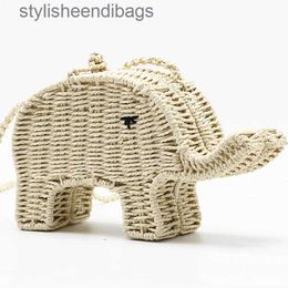 Shoulder Bags Cartoon Elephant str Handbag Chic Women's Shoulder Messenger Bag beach woven Mini Cute Casual Crossbody Pursestylisheendibags