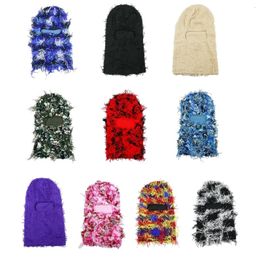 Knit Distressed Balaclava Distressed Knitted Full Face Ski Mask Ski Balaclava Fuzzy Balaclava Camouflage Balaclava 240109