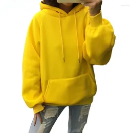 Women's Hoodies Zuolunouba 2024 Winter Casual Fleece Women Sweatshirts Long Sleeve Yellow Girl Pullovers Loose Hooded Female Thick Coat