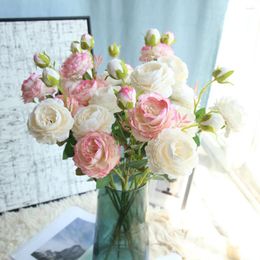 Decorative Flowers Artificial Fake Western Rose Flower Peony Bridal Bouquet Wedding Home Decor For Living Room & Garden Decoration