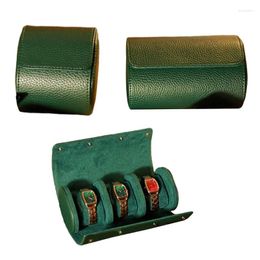 Jewelry Pouches Watch Roll Travel Case Portable Vintage Leather Display Storage Box Organizers For Women Men Gift