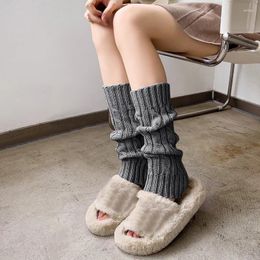 Women Socks Women's Knit Solid Color Ribbed Cable Over Knee Footless 80s Stocking