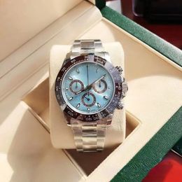 With Original Box Luxury Top Automatic Mens Watches Platinum Ice Blue Dial Ceramic Bezel Chronograph 116506 Mens Watch 01