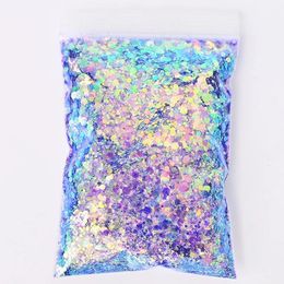 50GBag Holographic Mixed Hexagon Shape Chunky Nail Glitter Sequins Sparkly Flakes Slices Manicure BodyEyeFace Glitter TCF2335 240109