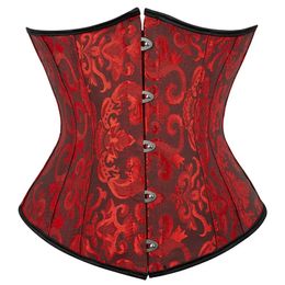 Corset Underbust Top Body Shaper for Wome Waist Cincher Sexy Gothic Plus Size Corpete Corselet Fashion Black White Red Blue Rose 240109