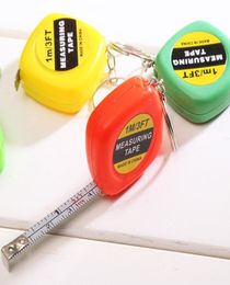 Mini measure tape 1m portable tape plastic with Keychains Pulling Rulers Gauging Tools mixed colors gift for student kids shi9615799