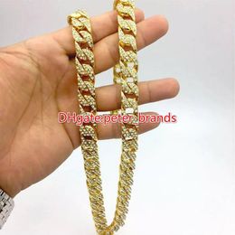 Fashion mens gold Cuba chain hip hop rappers necklace s classic model glue diamonds jewelry270v