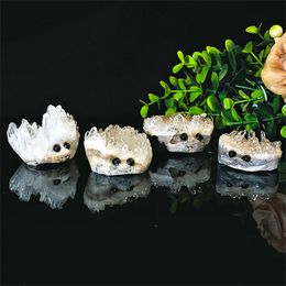 Decorative Figurines Natural Crystal Hand Carved Animal Transparent Cluster Hedgehog Home Decor