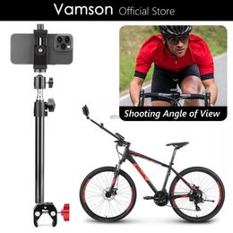 Selfie Monopods Vamson Bike Phone Holder Bicycle CellPhone Mount 3rd Person View Selfie Stick Road Cycling Smartphone Stand for Vlog Navigation YQ240110