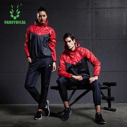 Men's Tracksuits VANSYDICAL Sauna Suit Men Gym Clothing Set Hoodies Pullover Sportswear Running Fitness Weight Loss Sweating Sports Jogging Suit Q230110