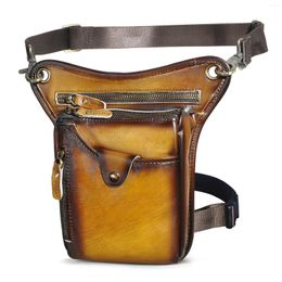 Waist Bags Genuine Leather Men Design Casual Brown Classic Shoulder Sling Bag Fashion Travel Fanny Belt Pack Leg 211-5l