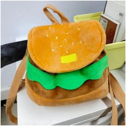 School Bags Soft Kawaii Kids Bag Large Capacity Resistant To Dirt Cute Hamburger Plush Backpack Washable