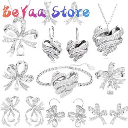 Sets Christmas Gift Jewelry Volta 2023 New Fine Jewelry Set Charm Luxury Lifelong BOW Necklace Bracelet Ring Earrings for Women Gift