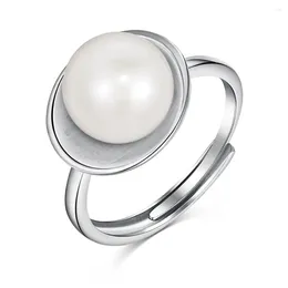 Cluster Rings Fashionable 925 Sterling Silver Ring With Natural Freshwater Pearl Inlay Elegant And Niche Design A Lively Mouth