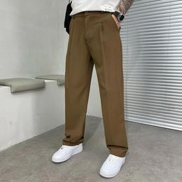 Pants Summer 5 Color Suit Pants Men Fashion Society Mens Dress Pants Korean Loose Straight Ice Silk Pants Mens Formal Trousers M4XL