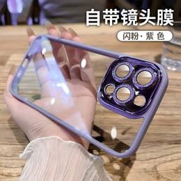 Luxury Plating Glitter Acrylic Phone Case for IPhone 15 14 13 12 11 Pro Max Plus Clear Glitter Diamond Lens Protection Cases Cover Factory
