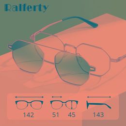 Sunglasses Ralferty 2 in 1 Magnet Sunglasses Women Men Retro Hexagon Eyeglass Frames Clip on Sun Glasses Women 0 Diopter Myopia Optic Frame