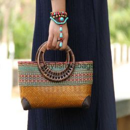 Shoulder Bags Retro Japanese handmade bamboo woven bag mini woven female bag literary youth storage woven rattan handbagstylishyslbags