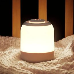 1pc Touch Control Adjustable Brightness Rechargeable Night Light, Three Light Colours Adjustable, Suitable For Bedside Sleeping, Desk Reading, Night Feeding