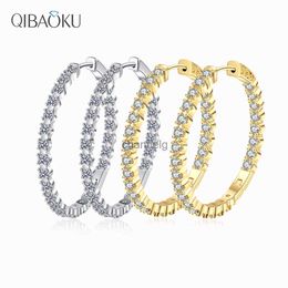 Stud S925 Silver 39mm 18K Gold Circle Hoop Earrings For Women Fashion Wedding Jewelry Big Circle Hoop Earring YQ240110