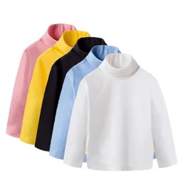 Zima dziewczynki Tshirt z długim rękawem gęzią gęstość 100% bawełniana solidna koszulka bawełniana bawełniana koszulka dla dzieci 10y 240109