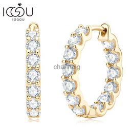 Stud IOGOU Hoops 925 Sterling Silver Real 3mm Moissanite Earrings Women Sparkling Jewelry Gifts GRA Certificate 14K Gold Plated YQ240110