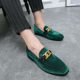 Corduroy Casual Dress Trendy Green Slip-on Men's Social Moccasins Fashion Comfort Loafers Shoes for Men