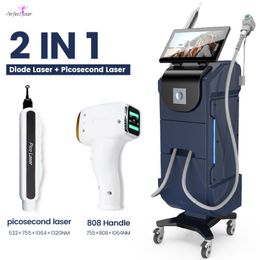 High Power 2 In 1 Diode Laser Hair Removal Machine Pico Laser Scar Pigment Removal Tattoo Removal Equipment Video Manual
