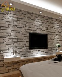 Stacked Brick 3D Stone Wallpaper Modern Wallcovering PVC Roll Wallpaper Brick Wall Background Wallpaper Grey For Living Room3562469