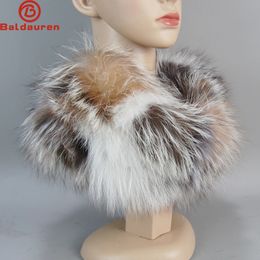 Luxury Women Real Fox Fur Scarf Headbands Women Winter Warm Ring Raccoon Fur Scarves Neck Warmer Natural Fur Mufflers 240110