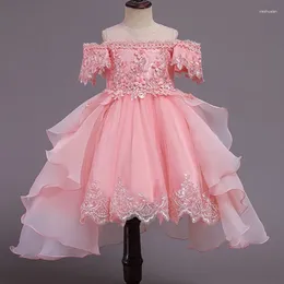 Girl Dresses Summer Pageant Pink Flower Princess Dress Elegant Kids For Girls Clothes Children Party Wedding 10 12 Year